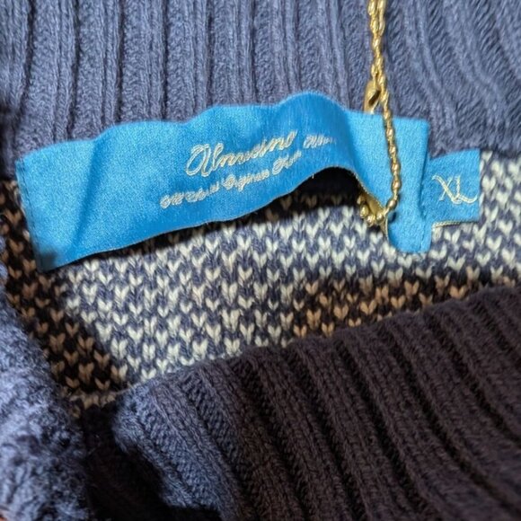 Navy Plaid Graphic Sweater NWT Mens XL Teen Selling Poetry 100% Cotton Unvesno - Picture 4 of 14